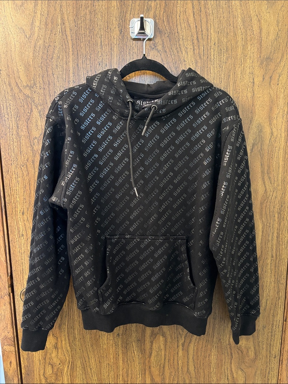 Sisters Repeat Logo Black Crewneck Hoodie - Men's